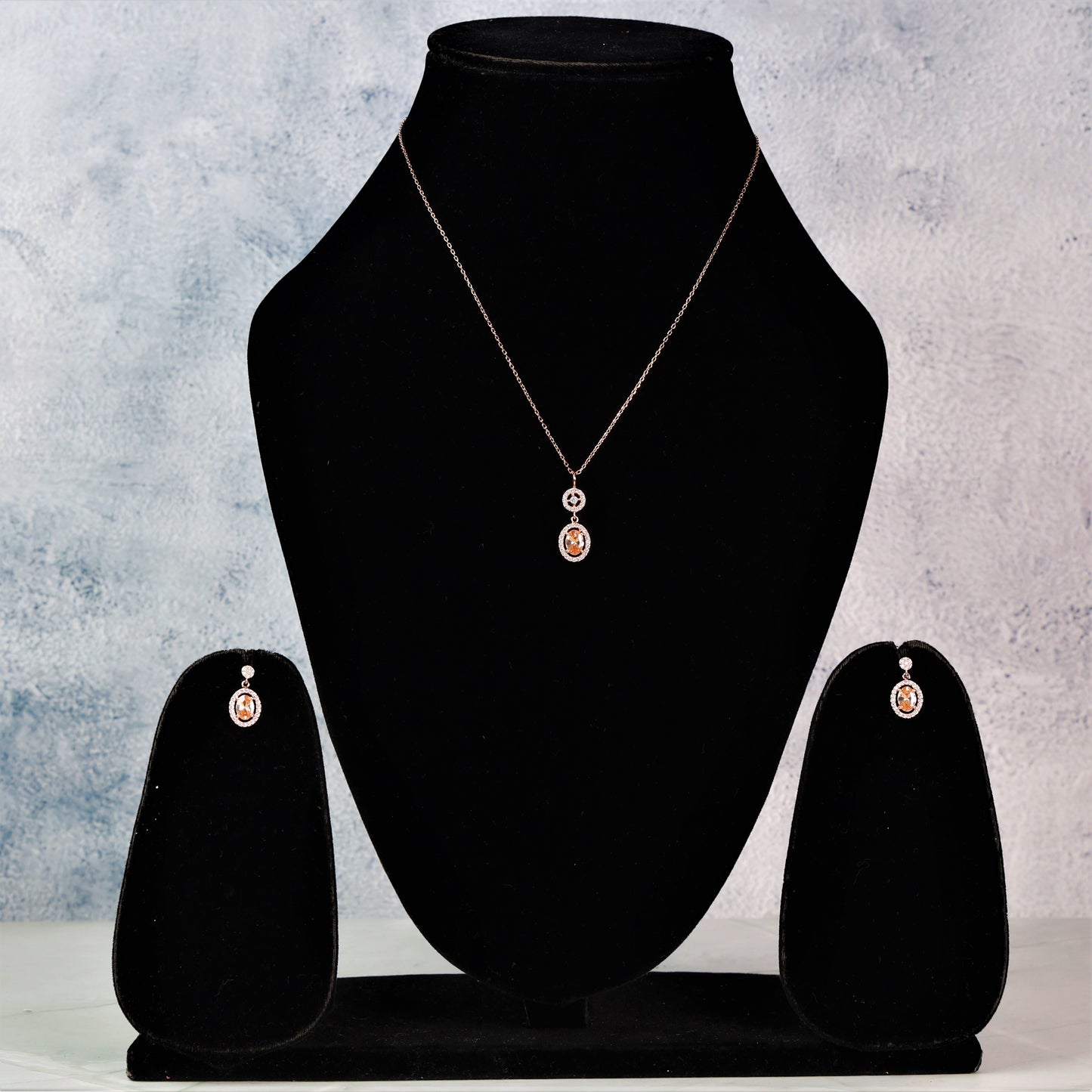 Glittering Gold Oval Zirconia Set