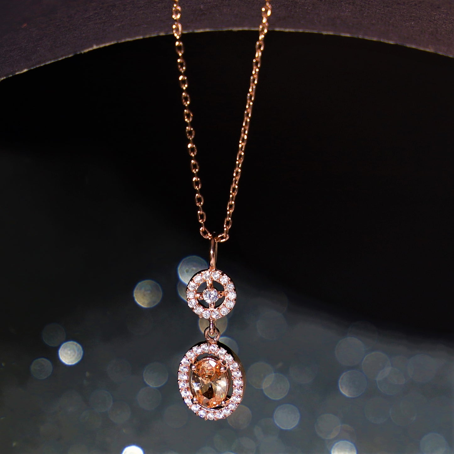 Glittering Gold Oval Zirconia Set