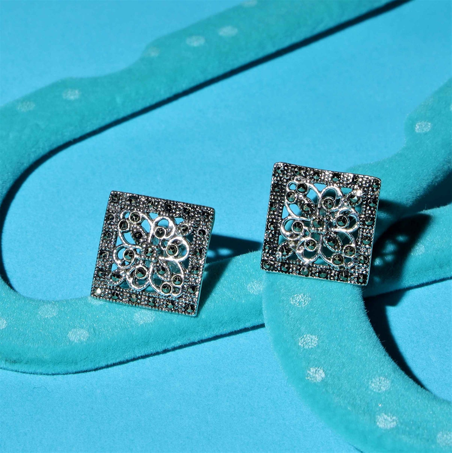Elegant Square Marcasite Earrings