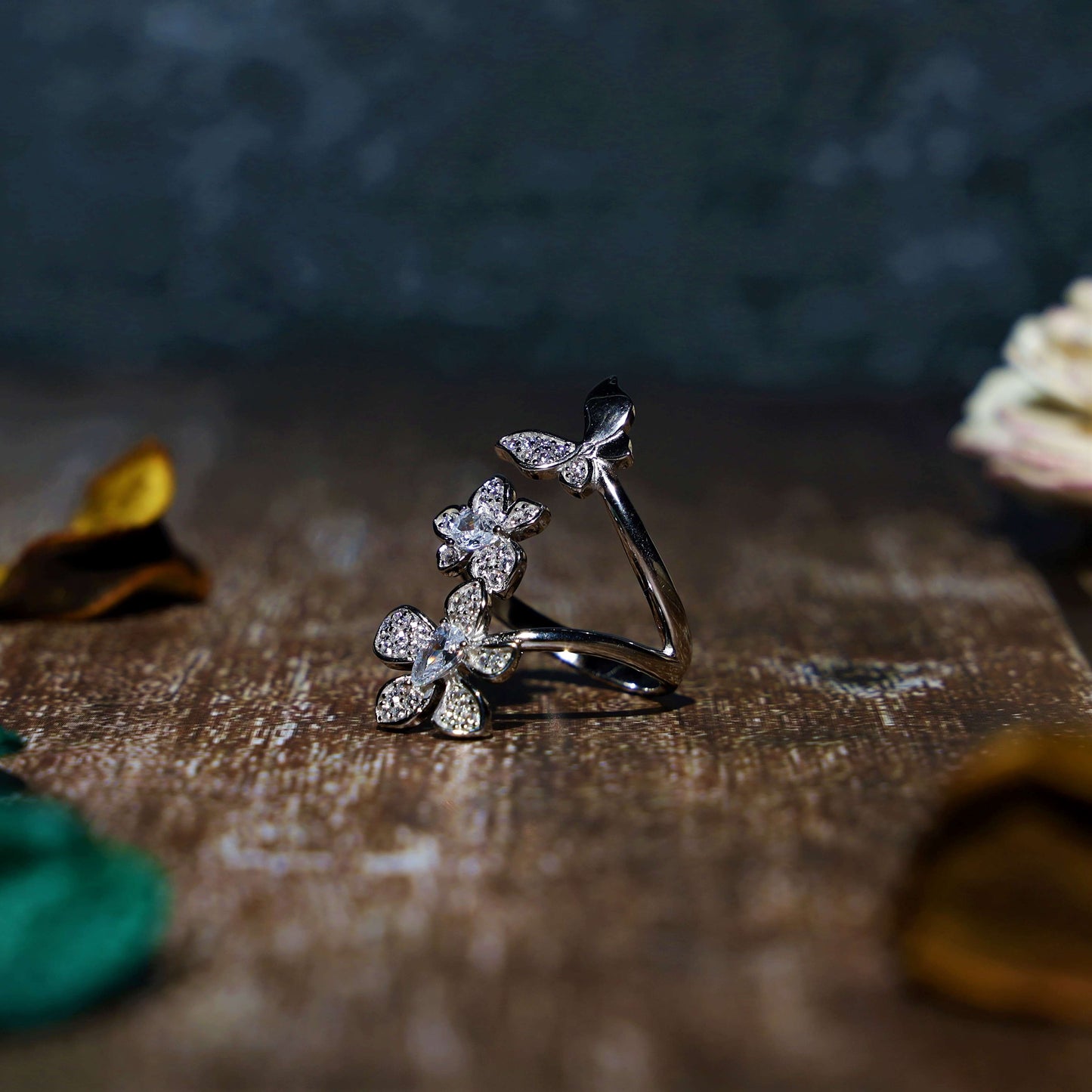 Flower and Butterfly Ring