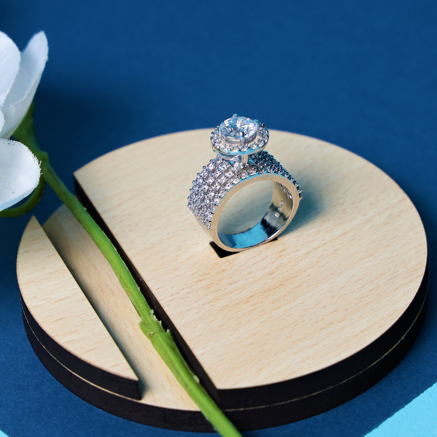 Statement Solitaire Ring - with Zirconia stone setting
